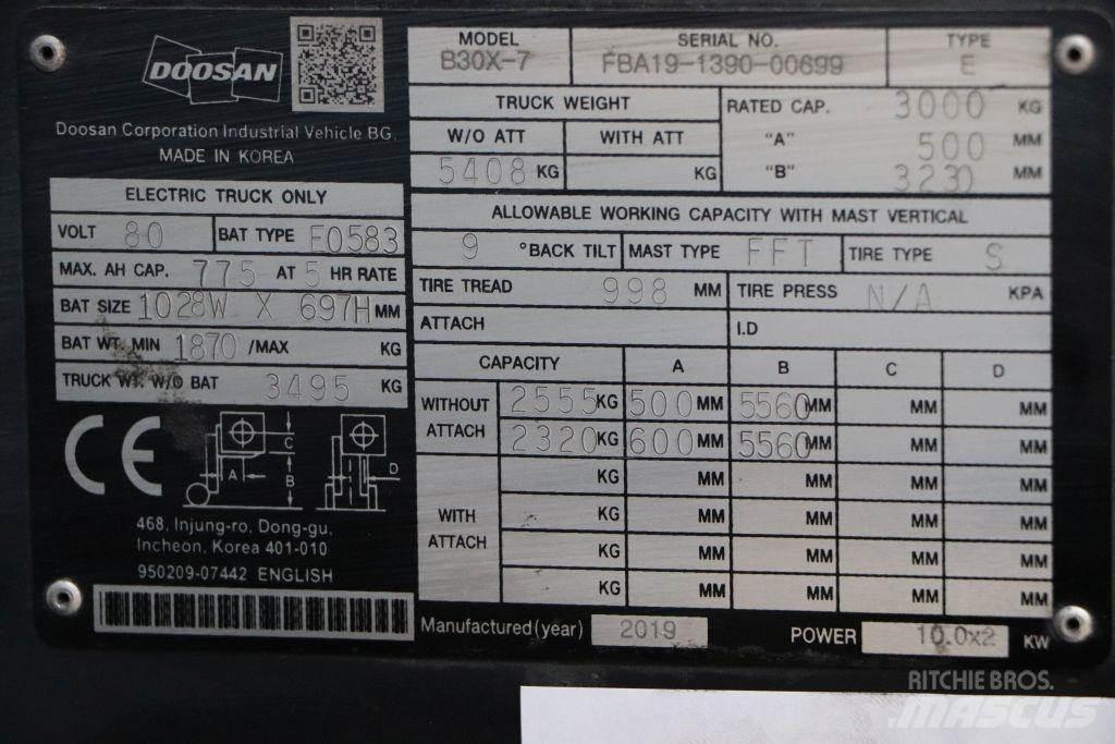 Doosan B30X-7 バッテリーフォークリフト