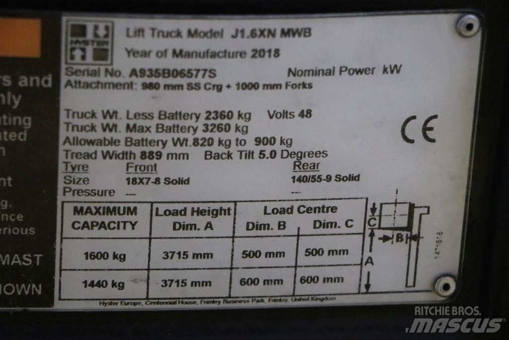 Hyster J1.6XN バッテリーフォークリフト
