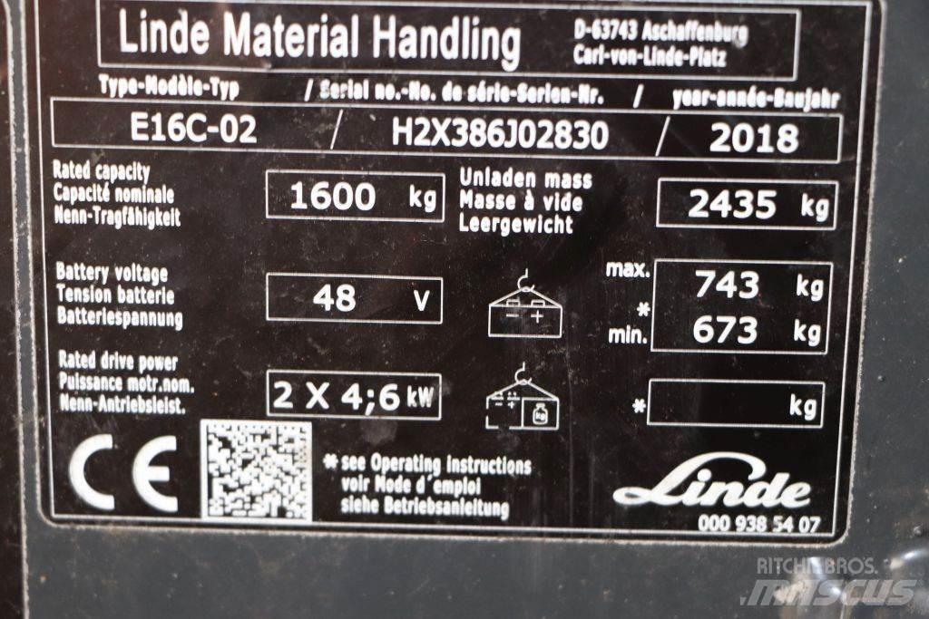 Linde E16C-02 バッテリーフォークリフト