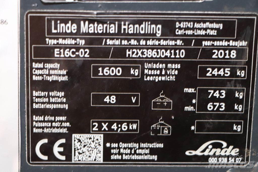 Linde E16C-02 バッテリーフォークリフト