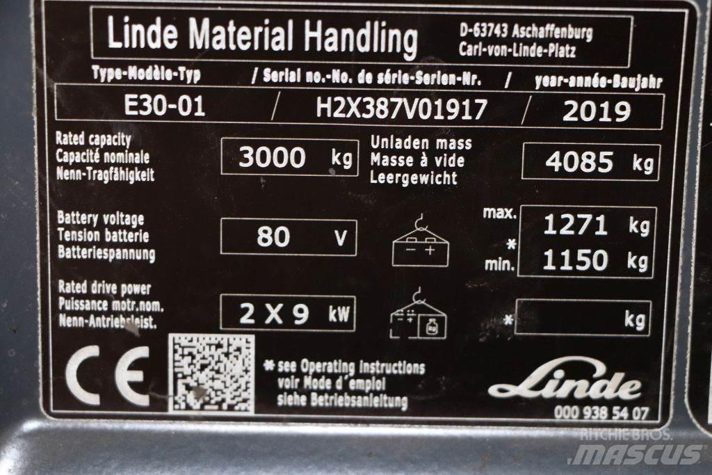 Linde E30-01 バッテリーフォークリフト
