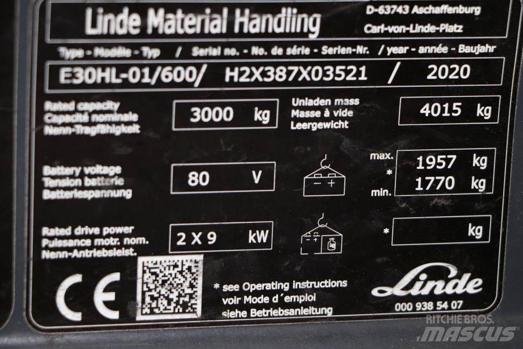 Linde E30HL-01/600 バッテリーフォークリフト