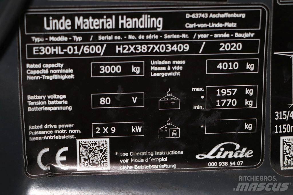 Linde E30HL-01/600 バッテリーフォークリフト