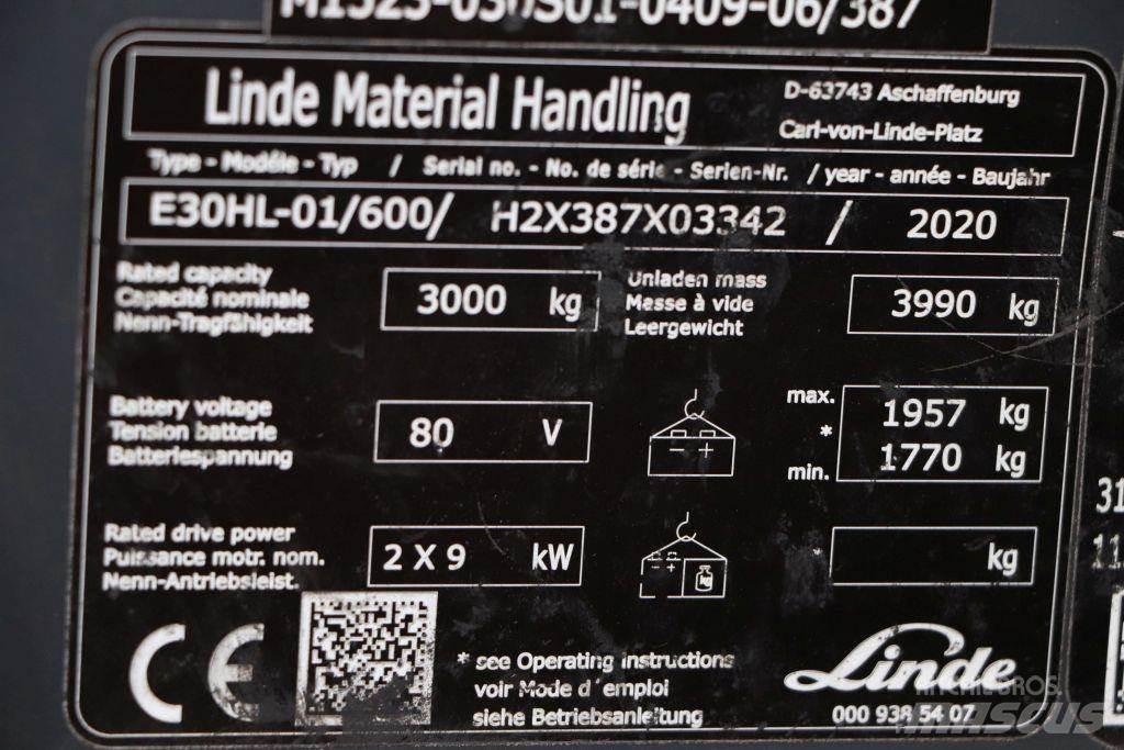 Linde E30HL-01/600 バッテリーフォークリフト