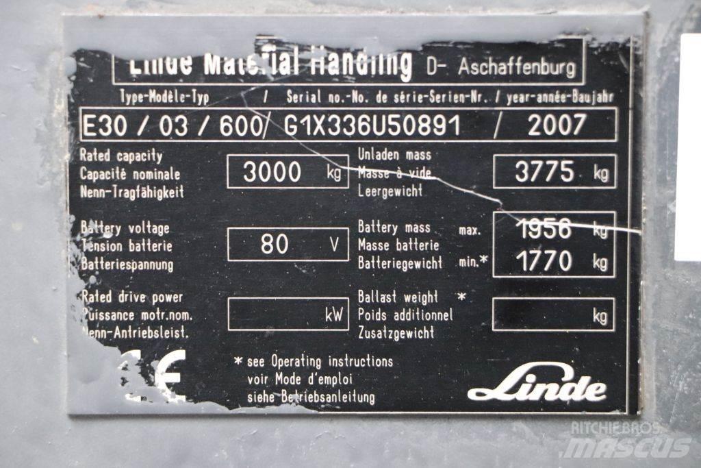 Linde E30S-03/600 バッテリーフォークリフト