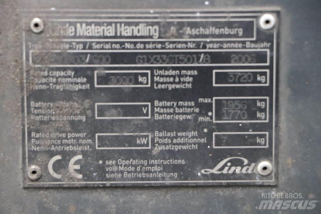 Linde E30S-03/600 バッテリーフォークリフト