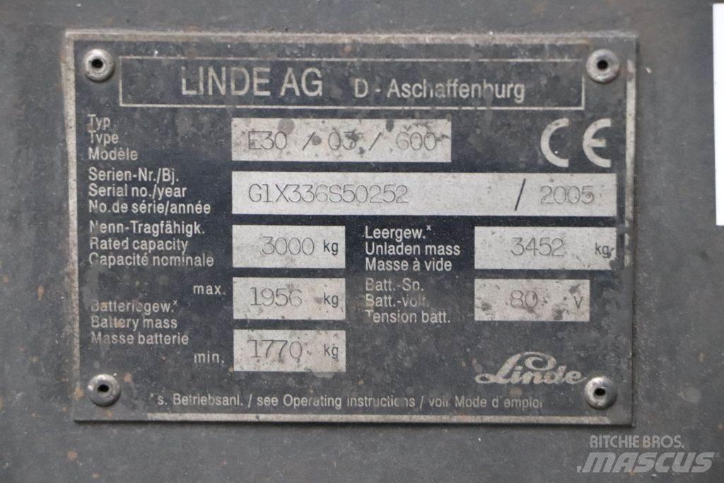 Linde E30S-03/600 バッテリーフォークリフト