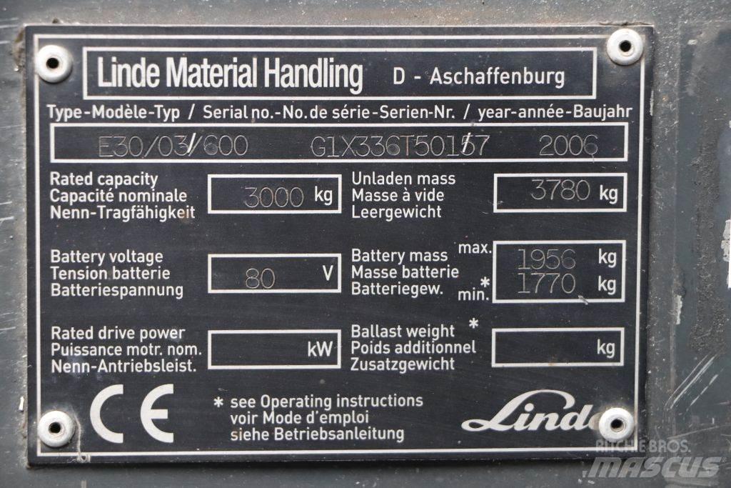 Linde E30S-03/600 バッテリーフォークリフト