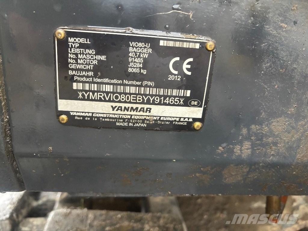 Yanmar Vio 80 U 中型油圧ショベル 7ｔ-12ｔ（ユンボ・パワーショベル・バックホー）