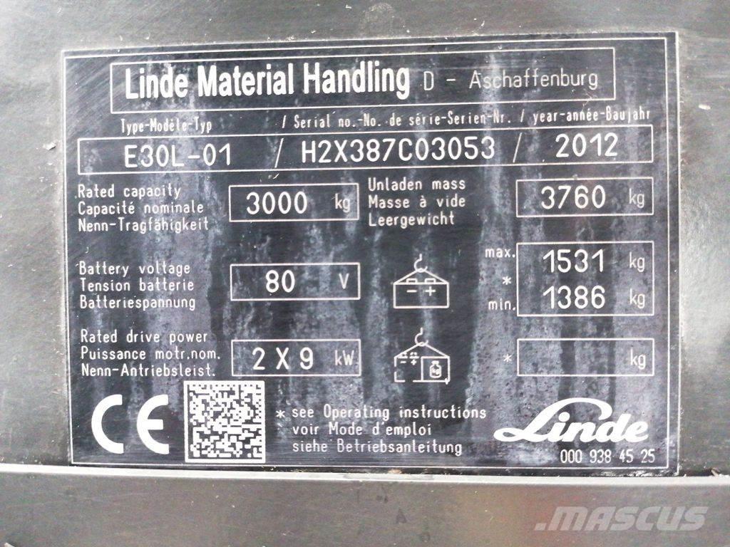 Linde E30L-01 バッテリーフォークリフト