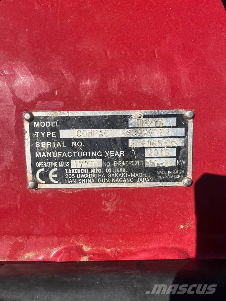 Takeuchi TB216 ミニ油圧ショベル 7t以下（ミニユンボ・ミニディガー）