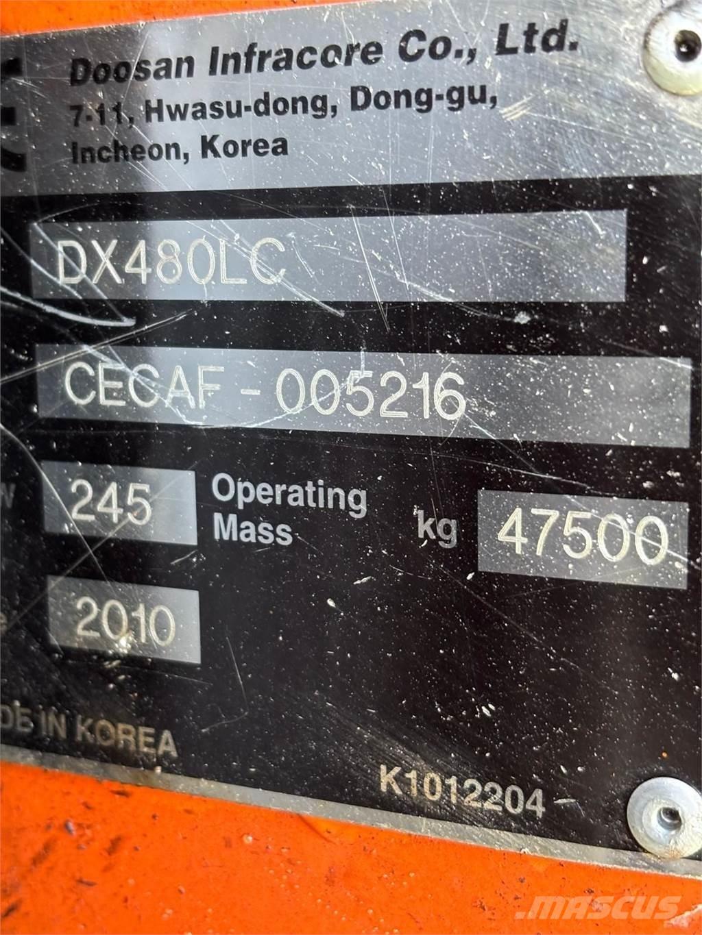 Doosan DX480LC 大型油圧ショベル12t以上（パワーショベル・ユンボ）