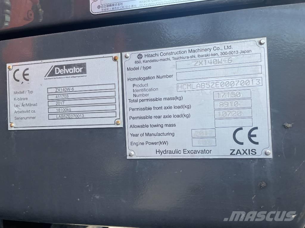 Hitachi 140W ホイール式油圧ショベル（パワーショベル・ユンボ・バックホー）