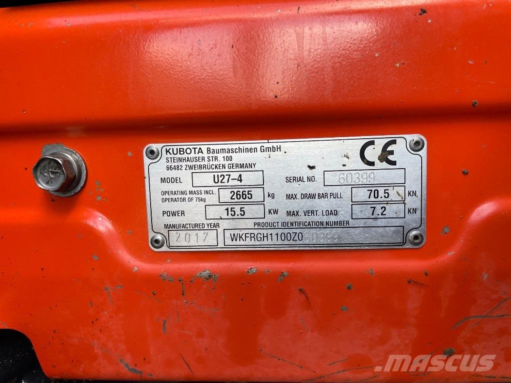 Kubota U 27-4 ミニ油圧ショベル 7t以下（ミニユンボ・ミニディガー）