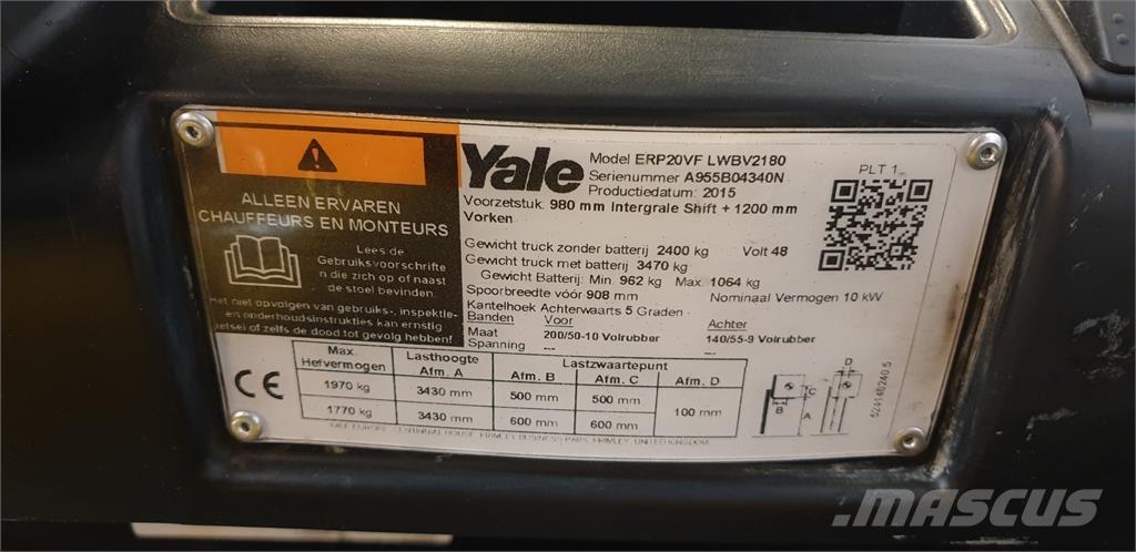 Yale ERP20VF 2014 バッテリーフォークリフト