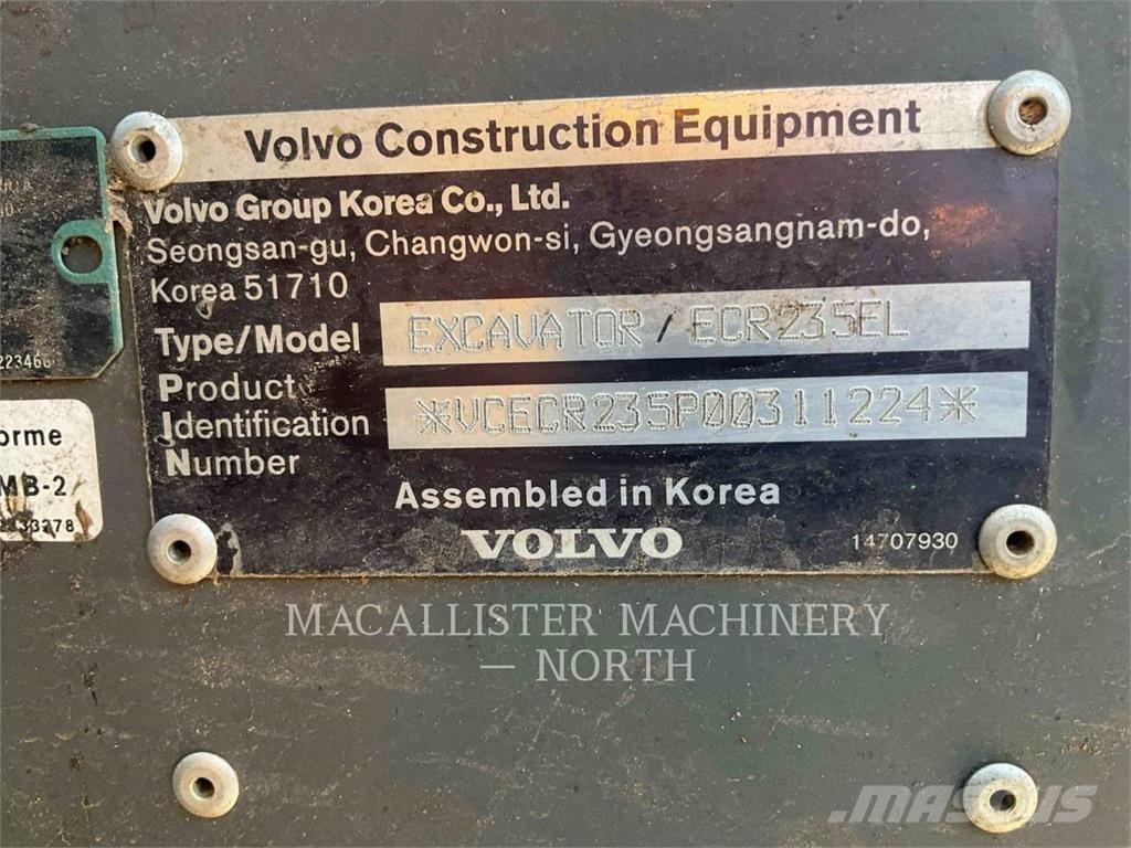 Volvo ECR235EL 大型油圧ショベル12t以上（パワーショベル・ユンボ）