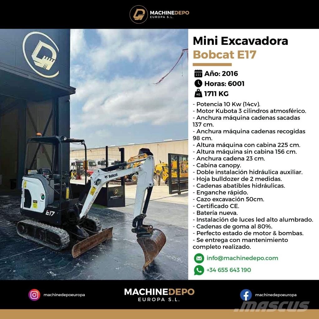 Bobcat E 17 ミニ油圧ショベル 7t以下（ミニユンボ・ミニディガー）