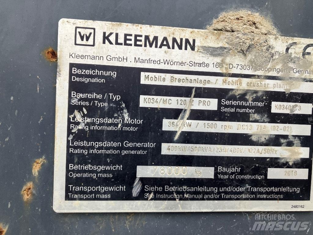 Kleemann MC 120 Z 自走式クラッシャー