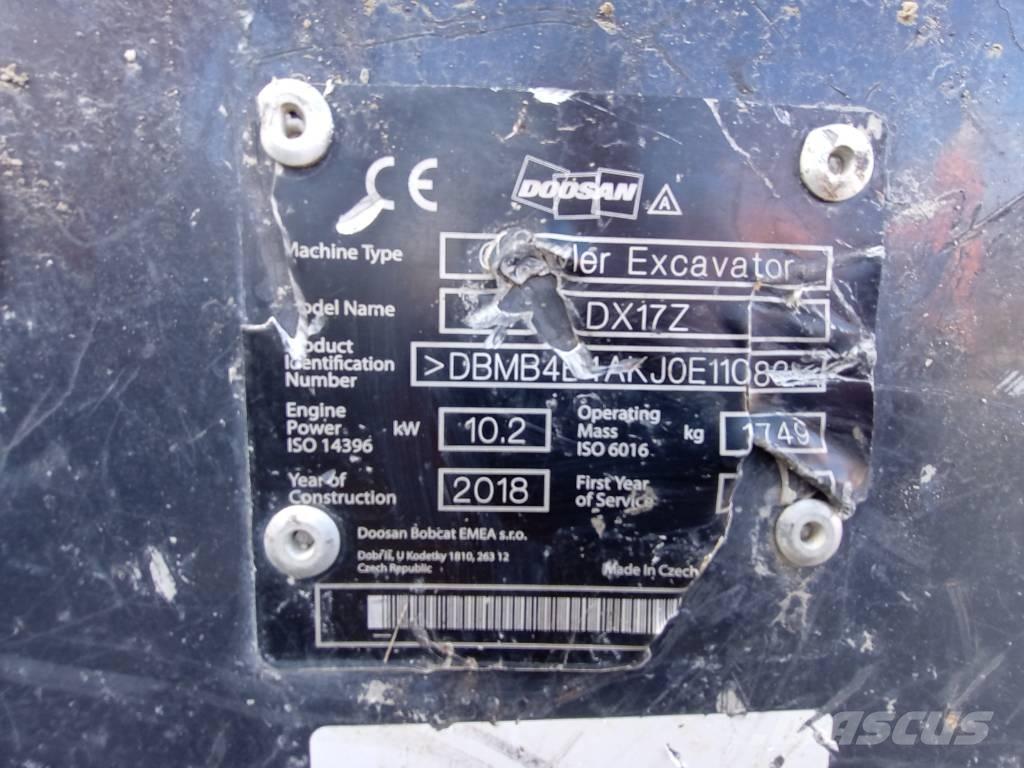 Doosan DX 17 ミニ油圧ショベル 7t以下（ミニユンボ・ミニディガー）