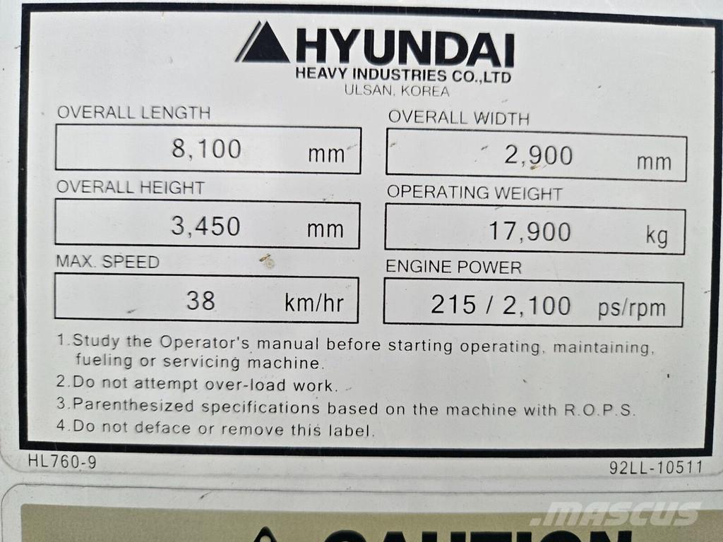 Hyundai HL760-9 ホイールローダー・タイヤショベル