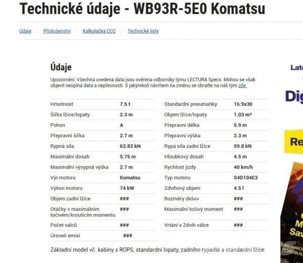 Komatsu WB 93 R バックホーローダー