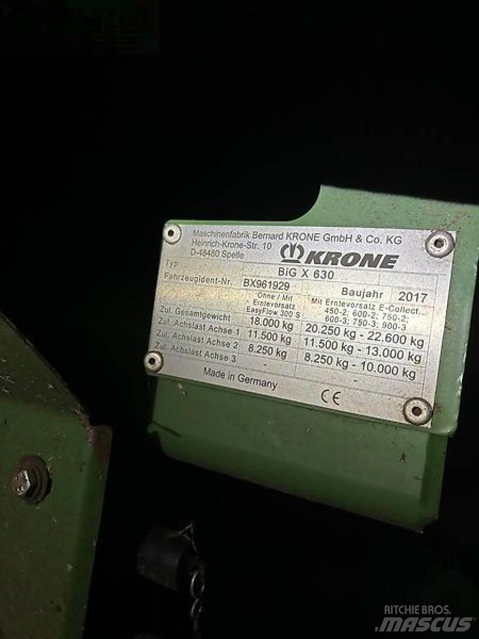 Krone big x 630 自走式フォレージハーベスター