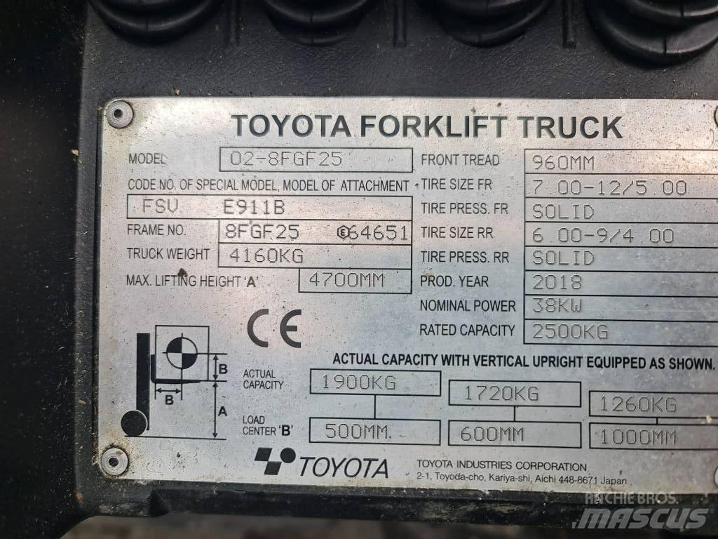 Toyota 02-8 FGF25 LPGフォークリフト