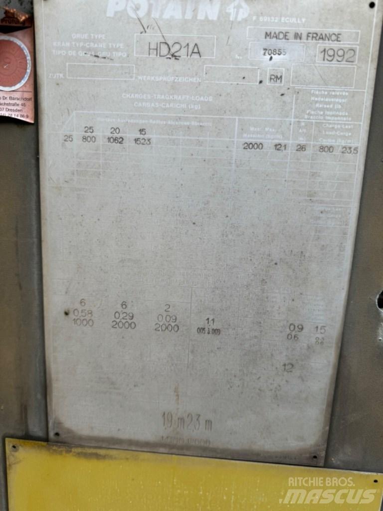 Potain HD 21 A タワークレーン