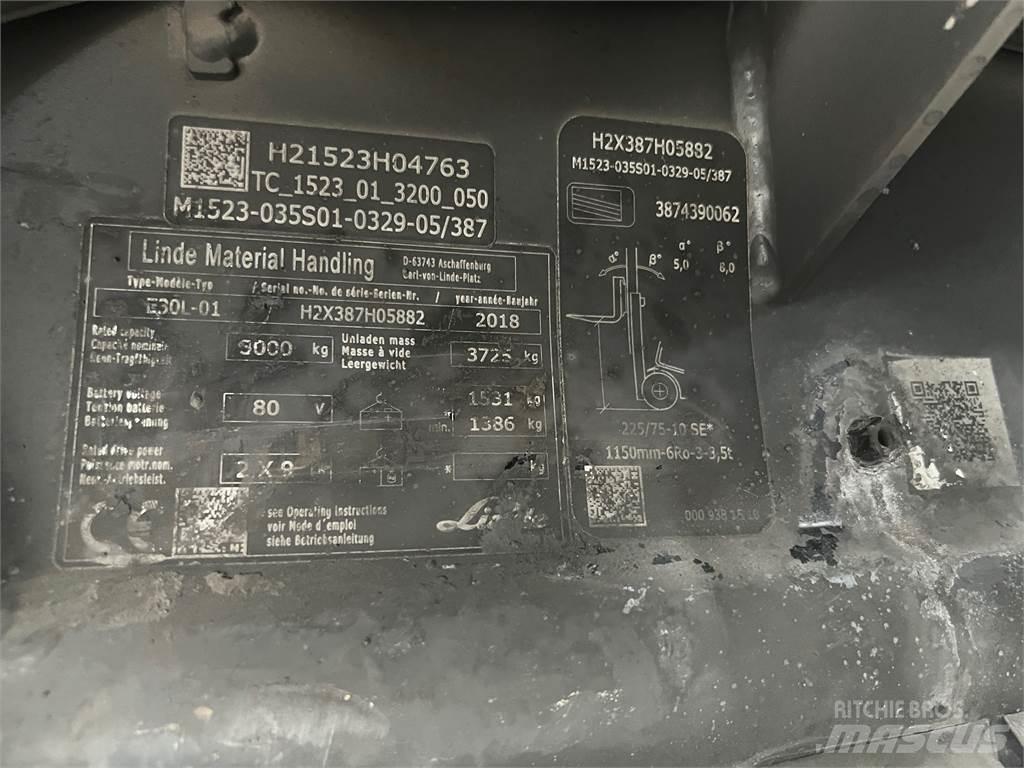 Linde E30L-01 バッテリーフォークリフト