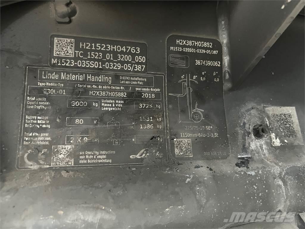 Linde E30L-01 バッテリーフォークリフト