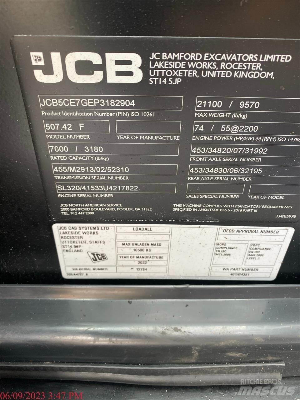 JCB 507-42 テレスコーピックハンドラー