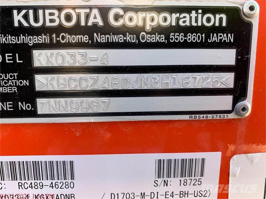 Kubota KX033-4 ミニ油圧ショベル 7t以下（ミニユンボ・ミニディガー）