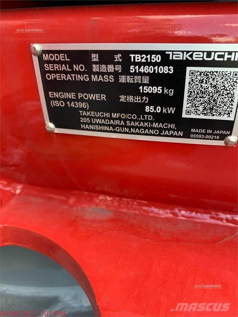Takeuchi TB2150 大型油圧ショベル12t以上（パワーショベル・ユンボ）