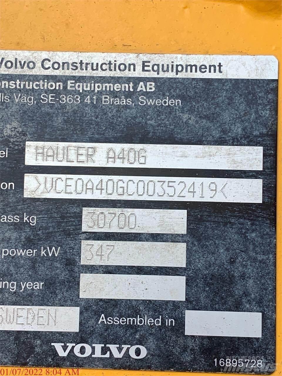Volvo A40G アーティキュレート式ダンプトラック