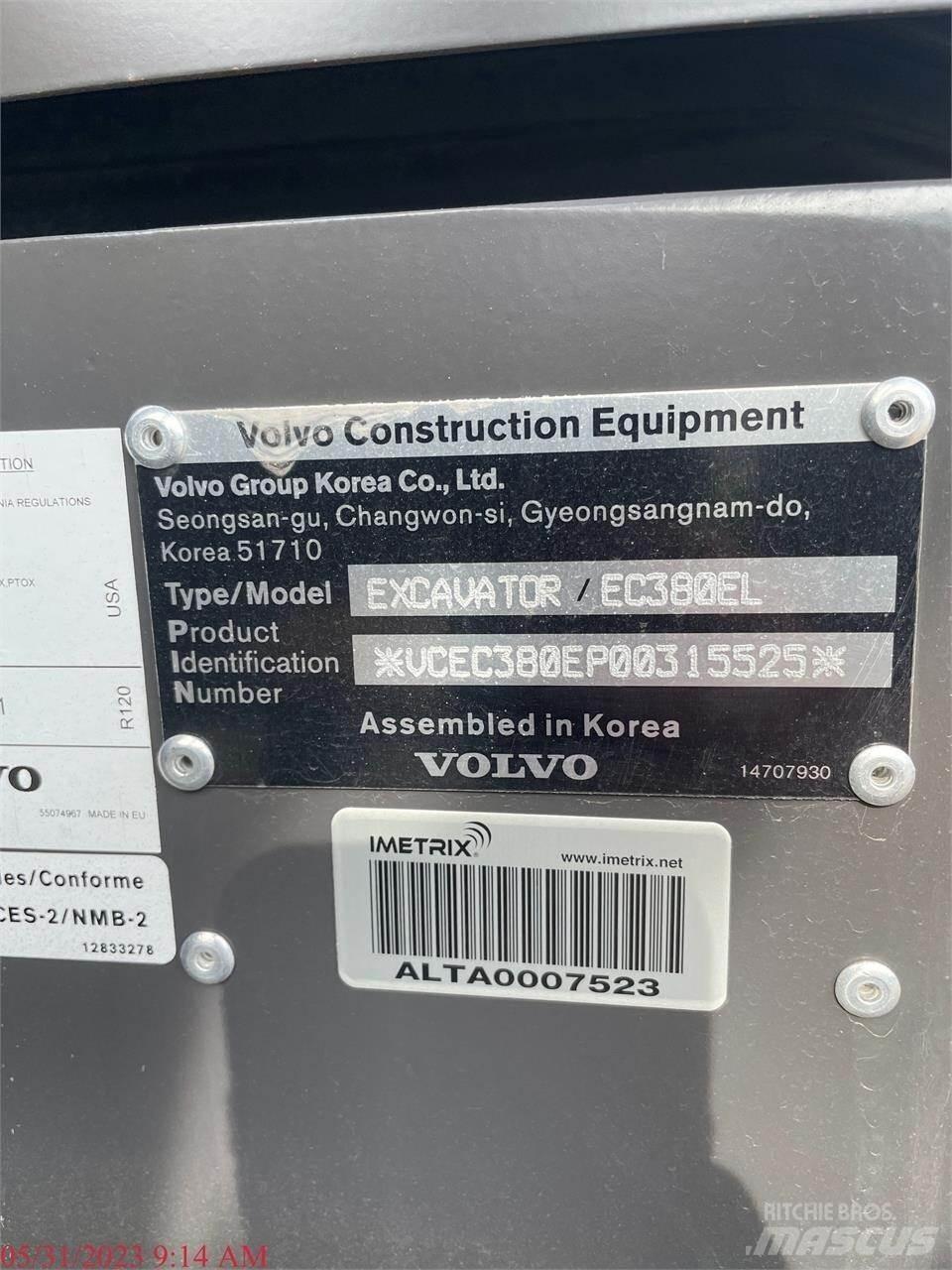 Volvo EC380EL 大型油圧ショベル12t以上（パワーショベル・ユンボ）