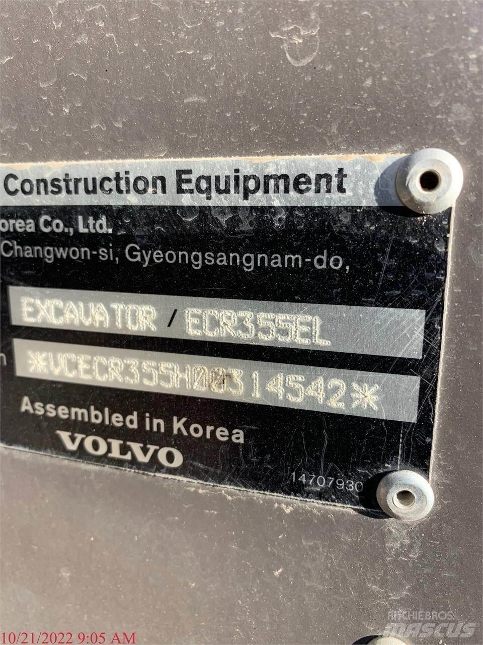 Volvo ECR355EL 大型油圧ショベル12t以上（パワーショベル・ユンボ）