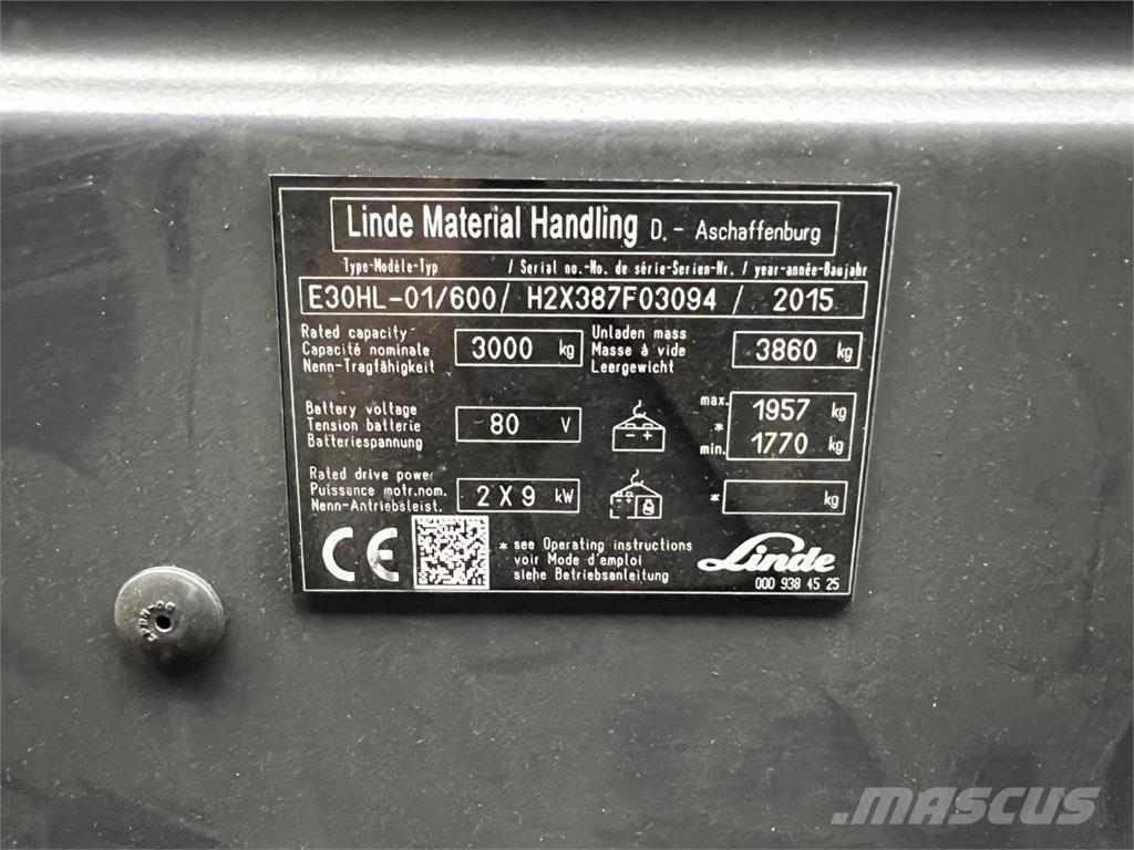 Linde E30/600HL バッテリーフォークリフト