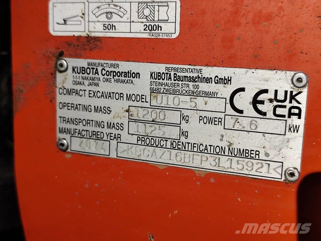 Kubota U 10-5 ミニ油圧ショベル 7t以下（ミニユンボ・ミニディガー）