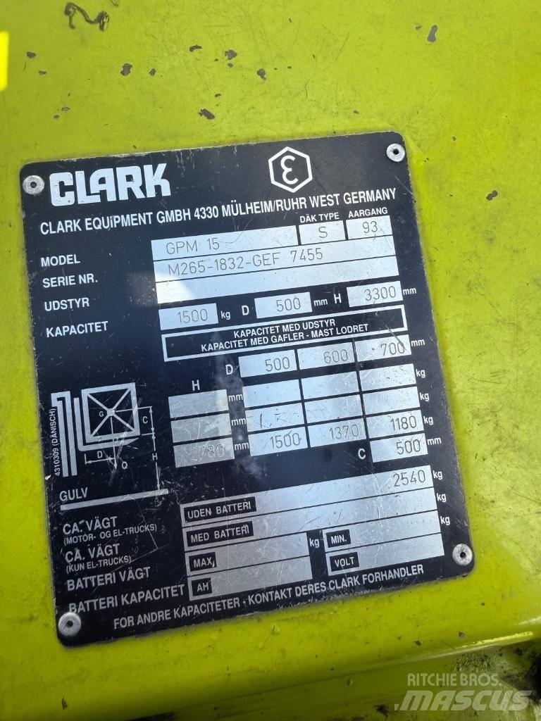 Clark GCM15 LPGフォークリフト