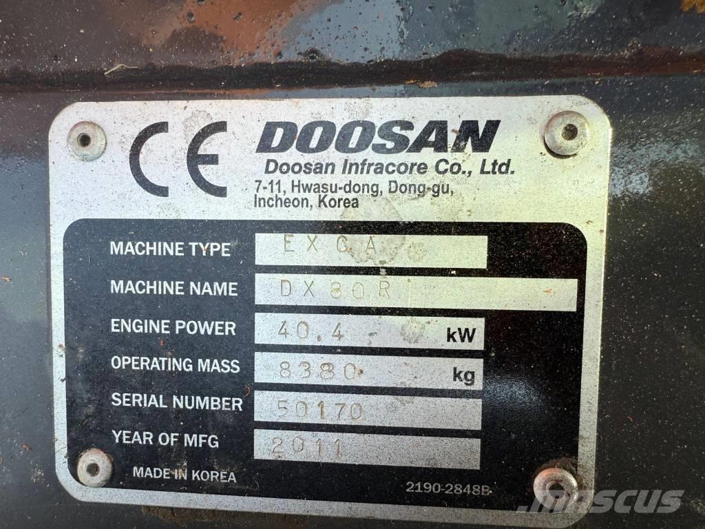 Doosan DX 80 R 中型油圧ショベル 7ｔ-12ｔ（ユンボ・パワーショベル・バックホー）
