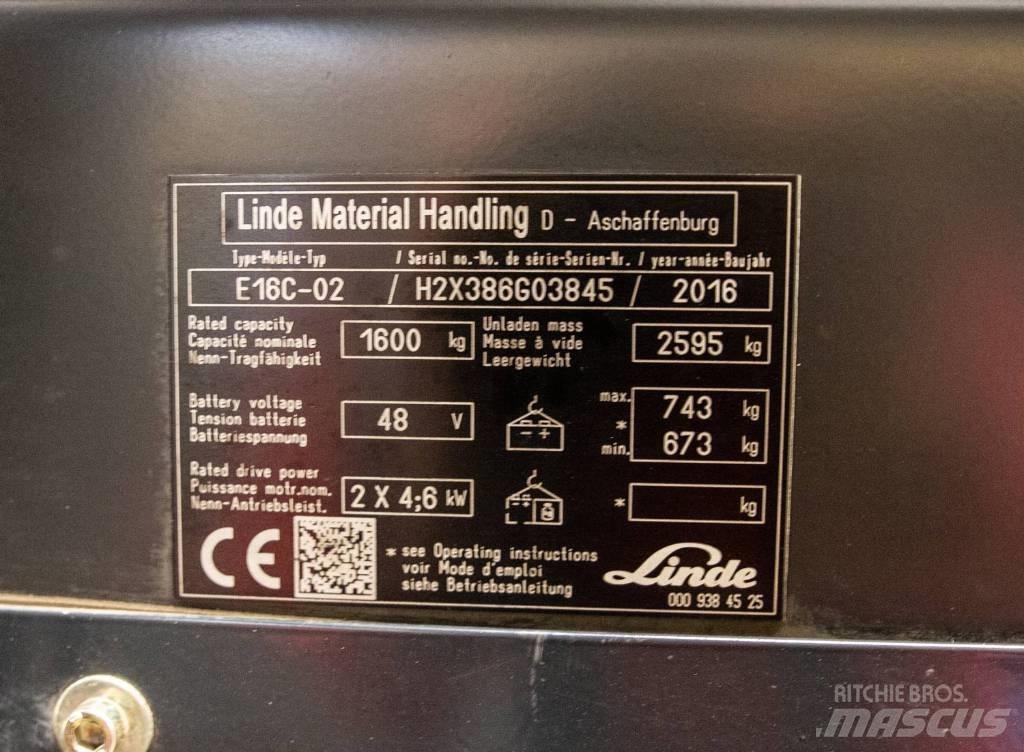 Linde E 16 C-02 バッテリーフォークリフト