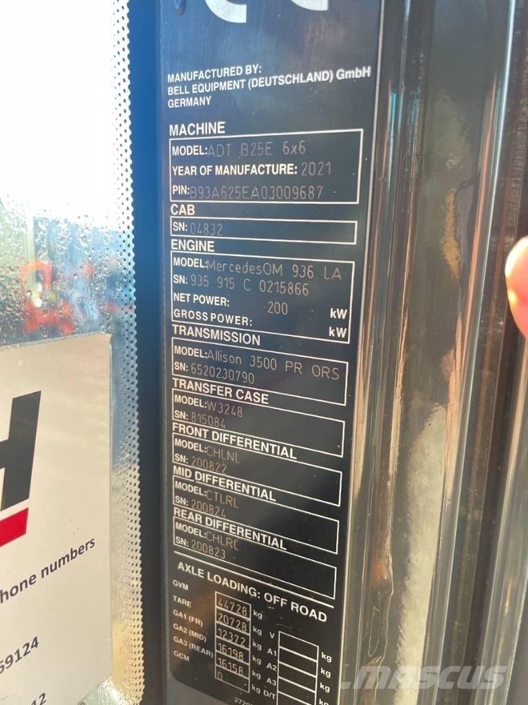 Bell B 25 E EPA アーティキュレート式ダンプトラック