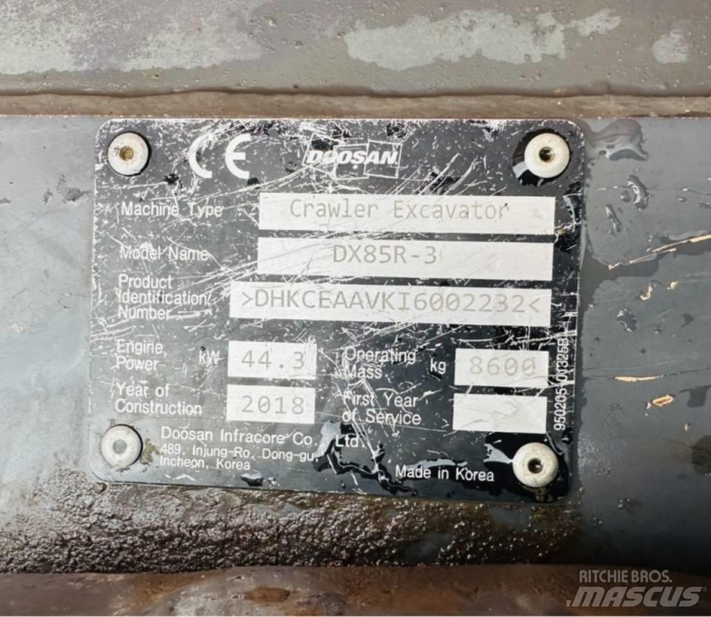 Doosan DX 85 R-3 中型油圧ショベル 7ｔ-12ｔ（ユンボ・パワーショベル・バックホー）