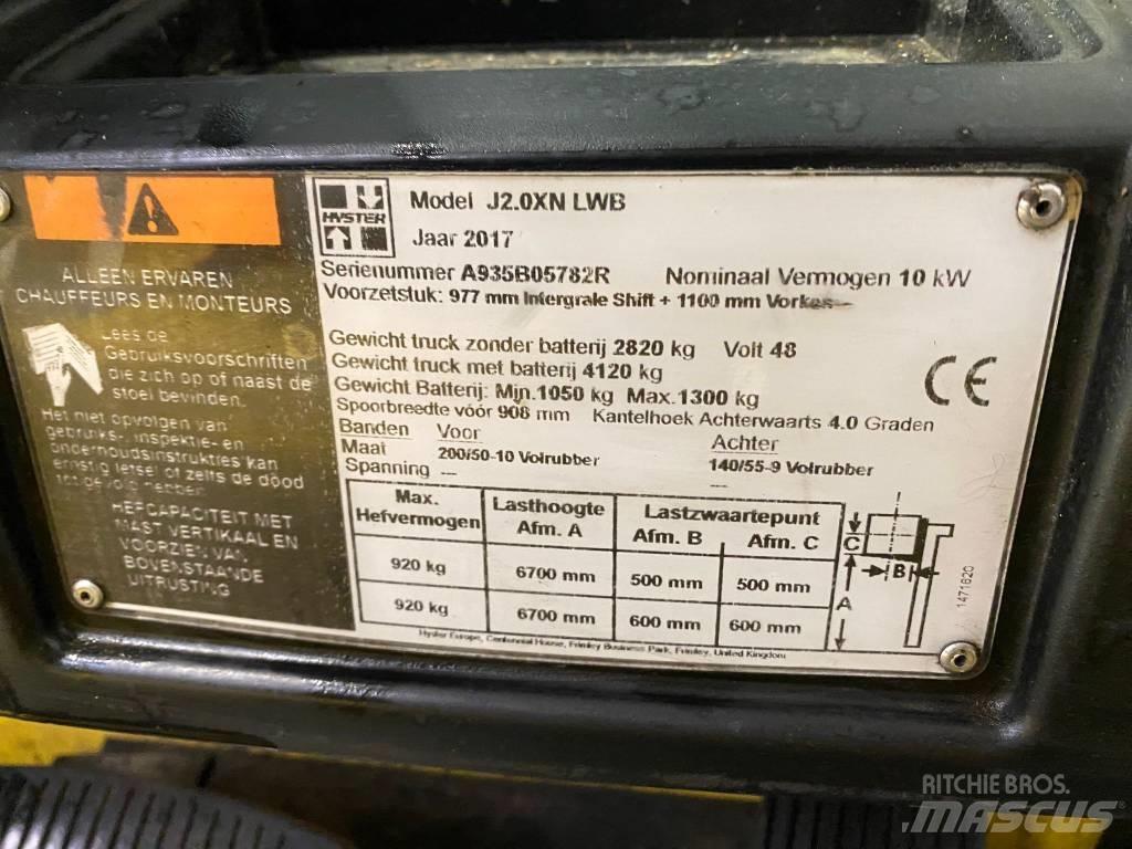 Hyster J 2.0 XNT LWB バッテリーフォークリフト
