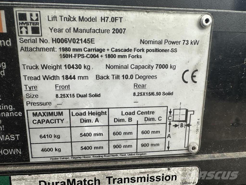 Hyster H7.0FT LPGフォークリフト