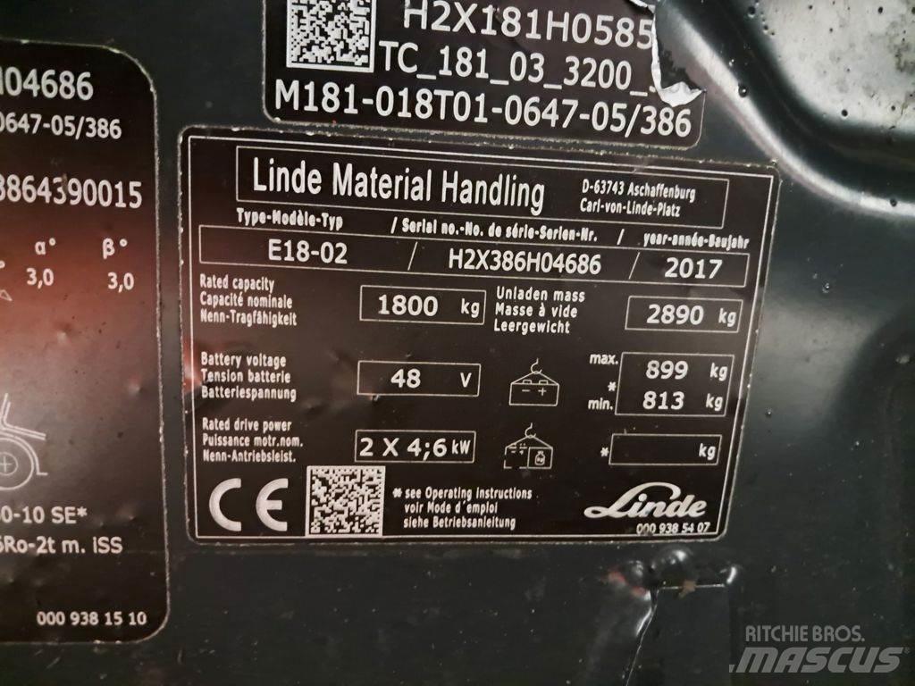 Linde E18-02 バッテリーフォークリフト