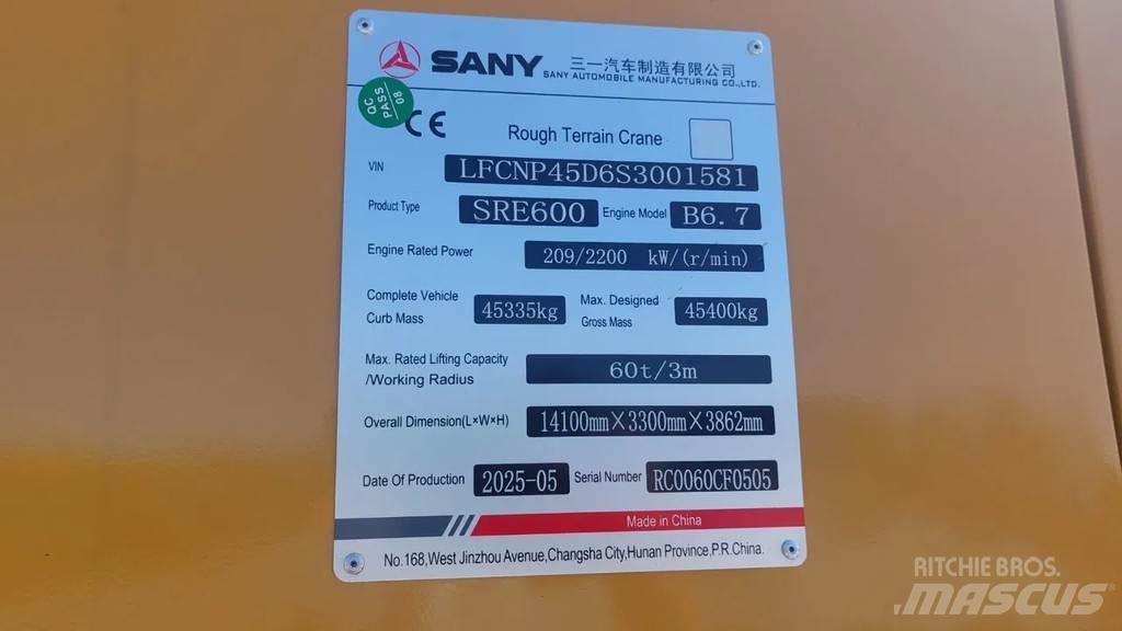 Sany SRE600 ラフテレーンクレーン