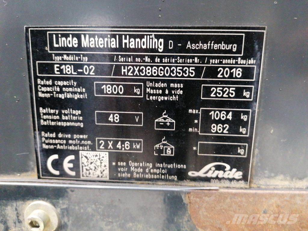 Linde E18L-02 バッテリーフォークリフト
