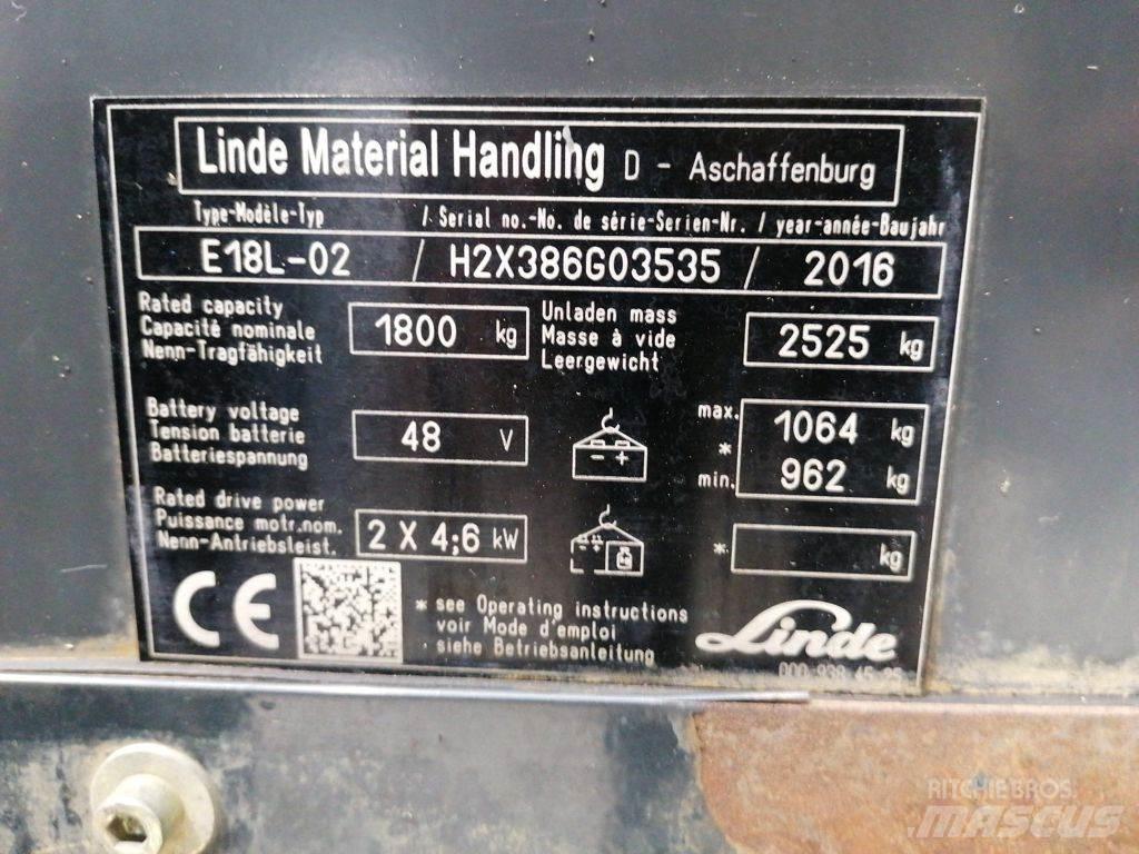 Linde E18L-02 バッテリーフォークリフト