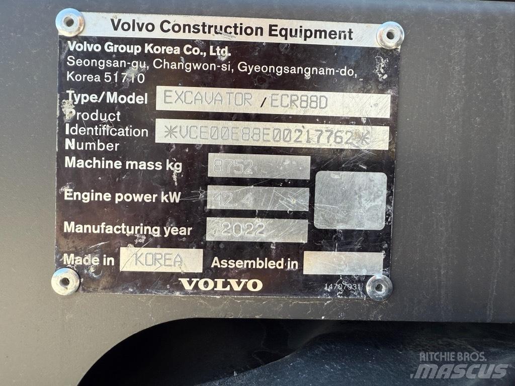 Volvo ECR88D 中型油圧ショベル 7ｔ-12ｔ（ユンボ・パワーショベル・バックホー）